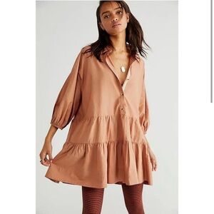 NWT FREE PEOPLE Misha Mini Dress, Camel (small)